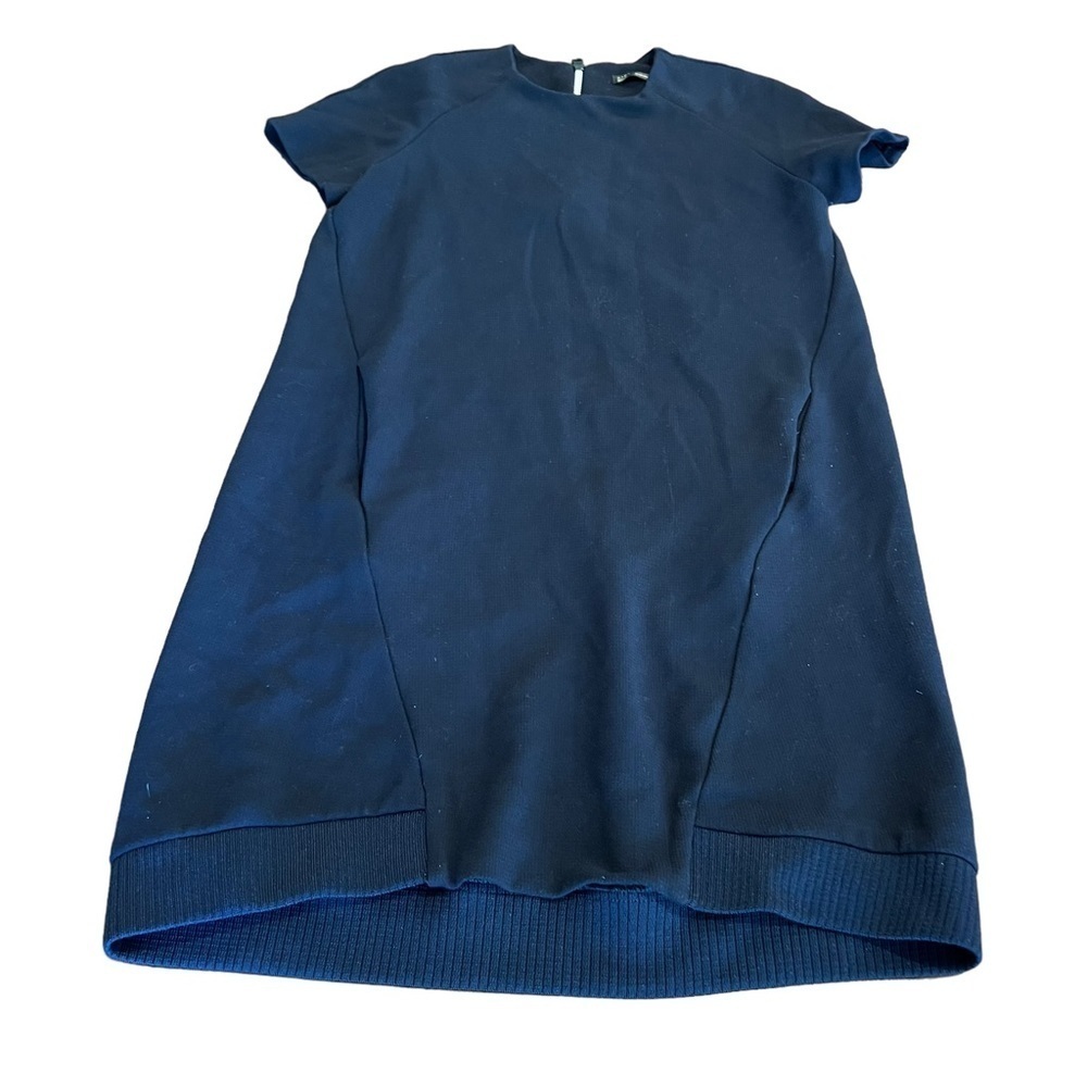 Zara Trafaluc Navy Shift Dress Short Sleeve Exposed Zipper Size XS